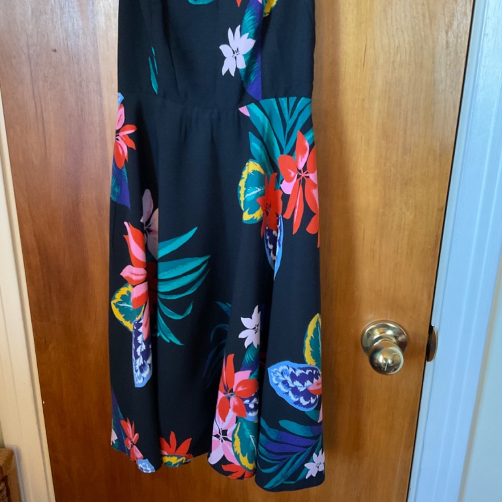 Old Navy Cami Black Floral Dress Sz XS Smocked Back Spaghetti Straps - Picture 3 of 13